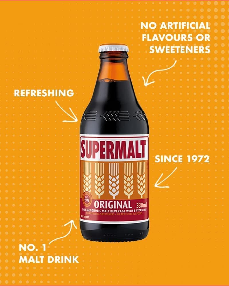 Supermalt Original Non-Alcoholic Vegan Malt Drink with B Vitamins, 330ml