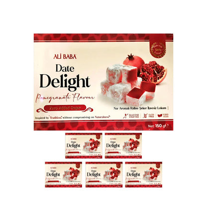 Ali Baba Date Turkish Delight With Pomegranate Flavour - Zero Added Sugar  (Nar Aromali Lokum) 150 g