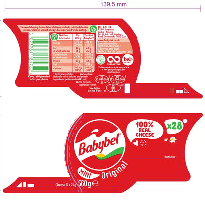 Mini Babybel Original Cheese Semisoft Snacks, 20g