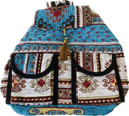 Kilim Fabric Traditional Design Eco- Friendly Handwoven Women's Mini Backpack