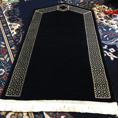Triangle Design Golde Embroidered Prayer Rug with Beads