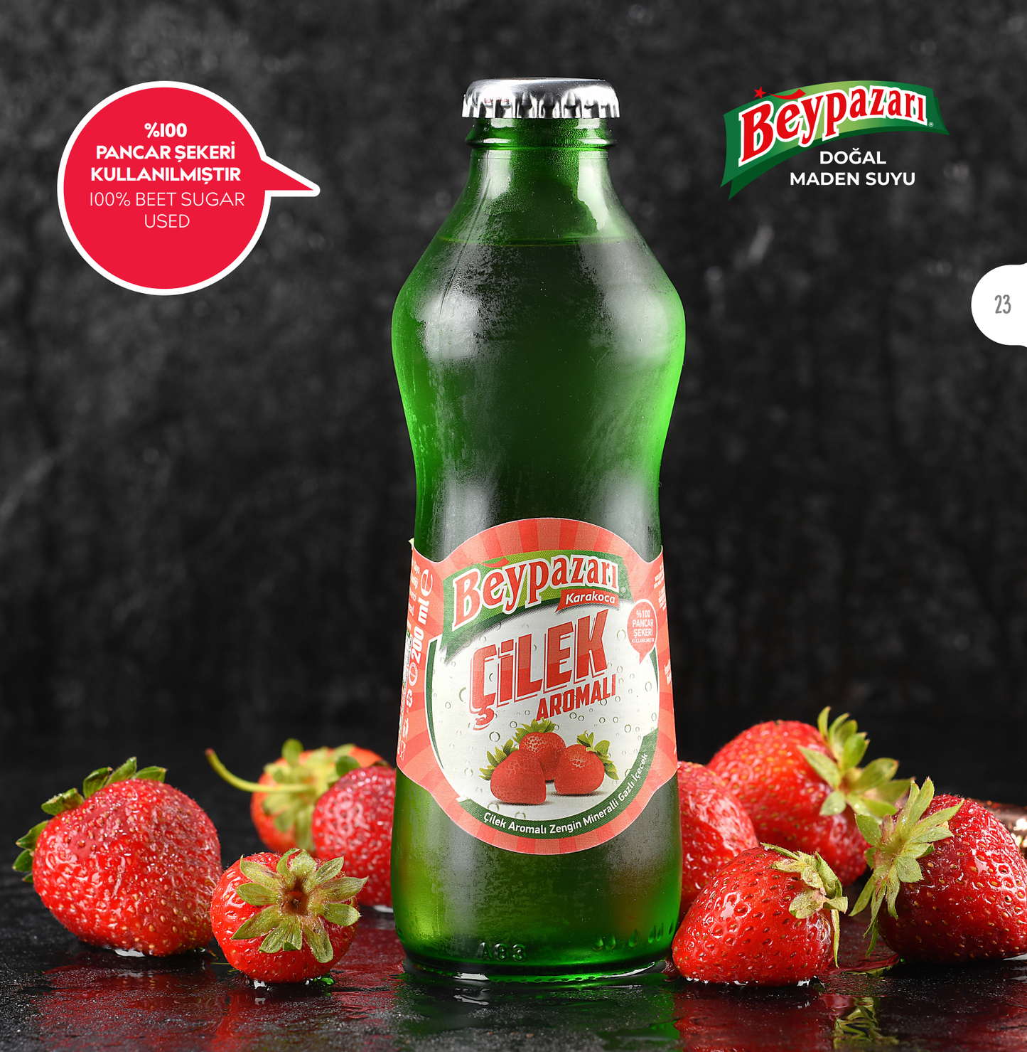 Beypazari Strawberry Mineral Water  - Cilekli Maden Suyu, 200ml x 24