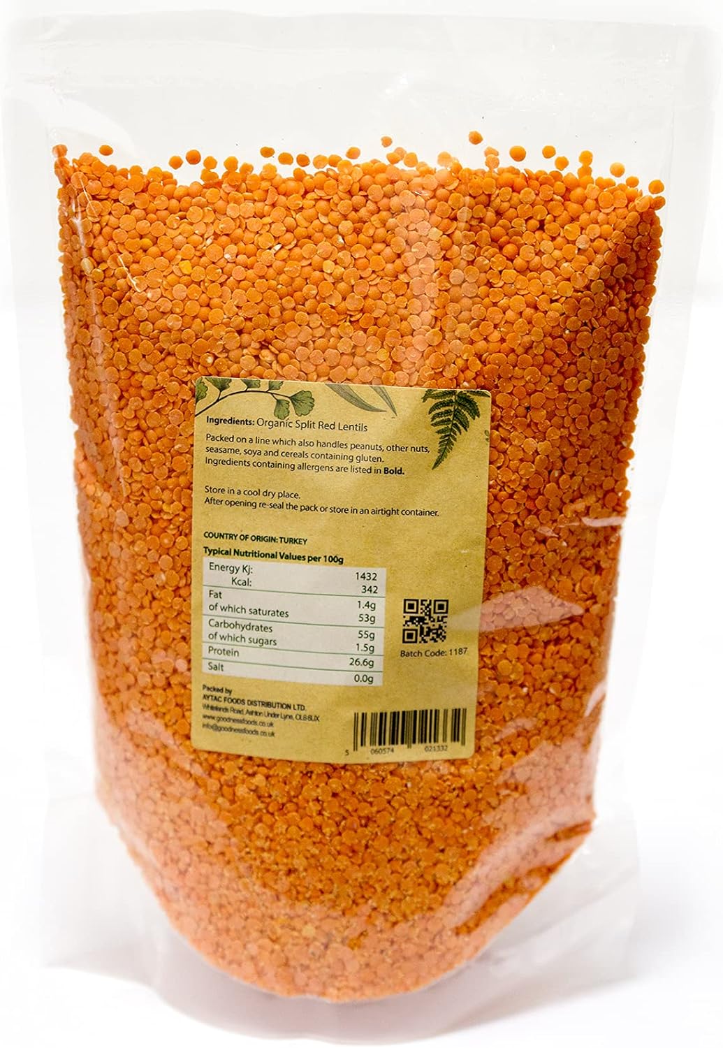 Certified Organic GMO Free Red Lentil Split 1 kg