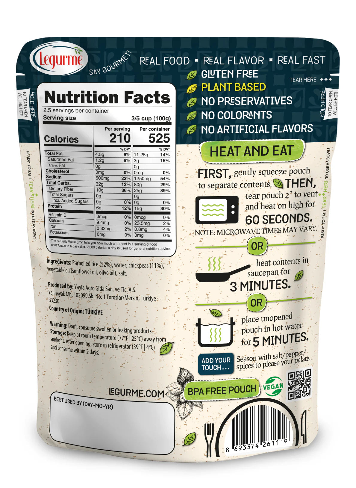 Legurme Rice With Chickpeas 250g