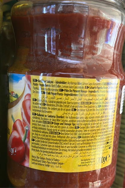 Tukas Hot Pepper Paste - Aci Biber Salcasi  700g