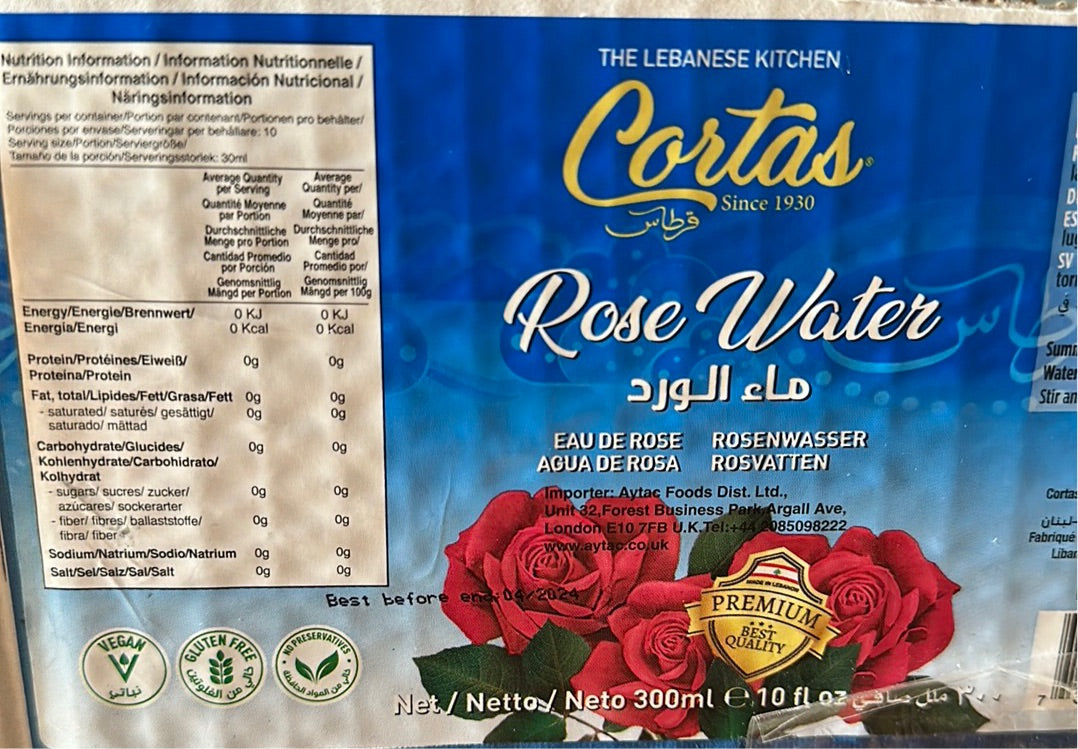 Cortas Blossom Rose Water Gluten Free 300ml