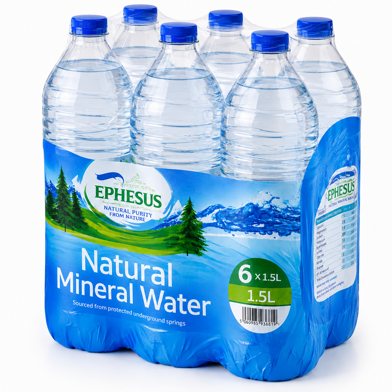 EPHESUS Natural Mineral Water (pH 8.3) – 6 x 1.5L Bottles
