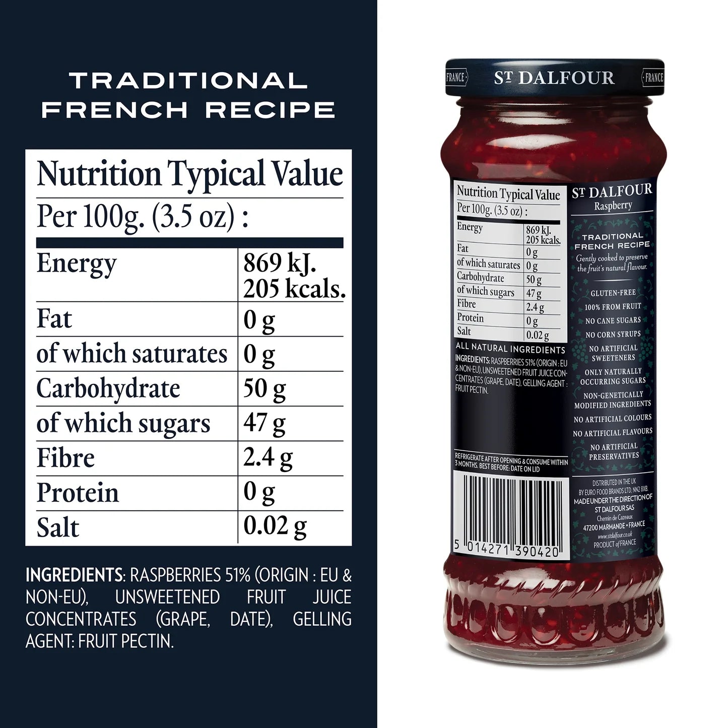 St Dalfour Raspberry Spread 284g
