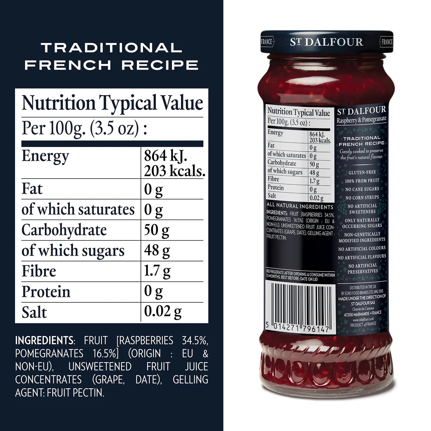 St Dalfour Raspberry & Pomegranate Spread 284g