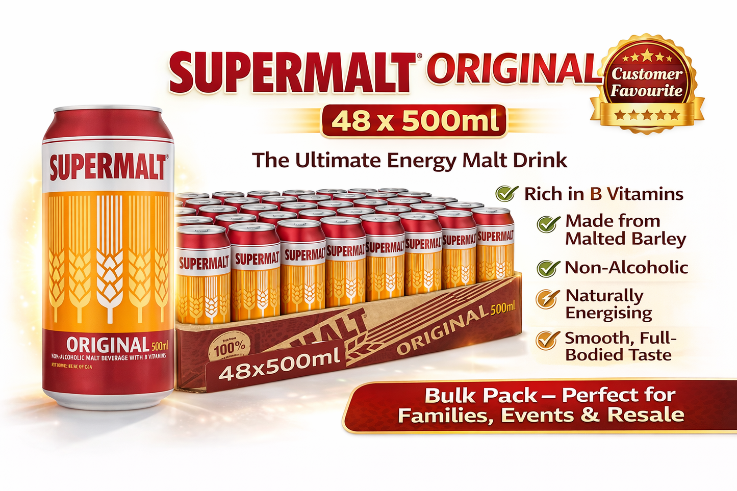 Supermalt Original Non-Alcoholic Malt Drink with B Vitamins, 550ml