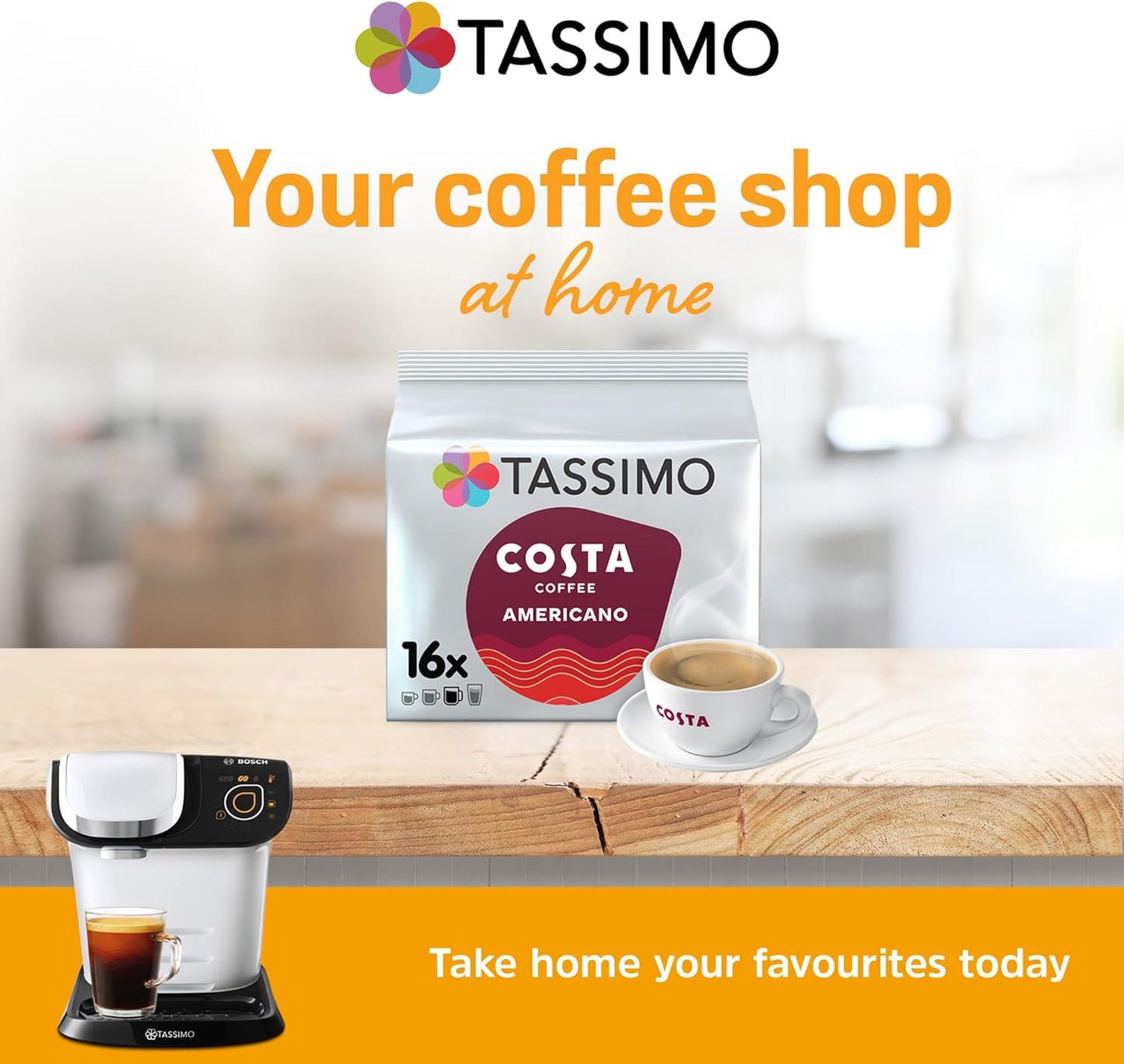 Tassimo Costa Americano Coffee Pods (5 Pack), 80 Servings