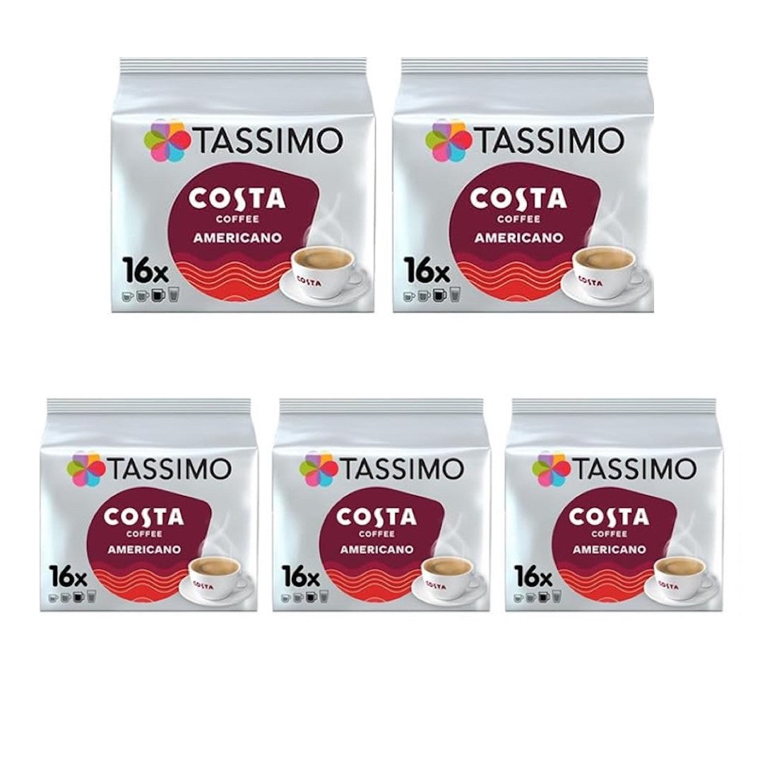 Tassimo Costa Americano Coffee Pods (5 Pack), 80 Servings
