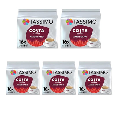 Tassimo Costa Americano Coffee Pods (5 Pack), 80 Servings