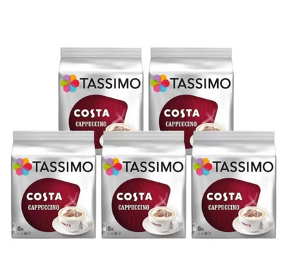 Tassimo Costa Cappuccino Coffee Pods (5 Pack), 40 Servings