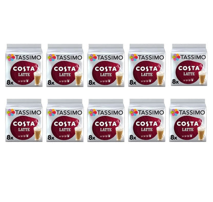 Tassimo Costa Latte Coffee Pods (5 pack), 40 Drinks