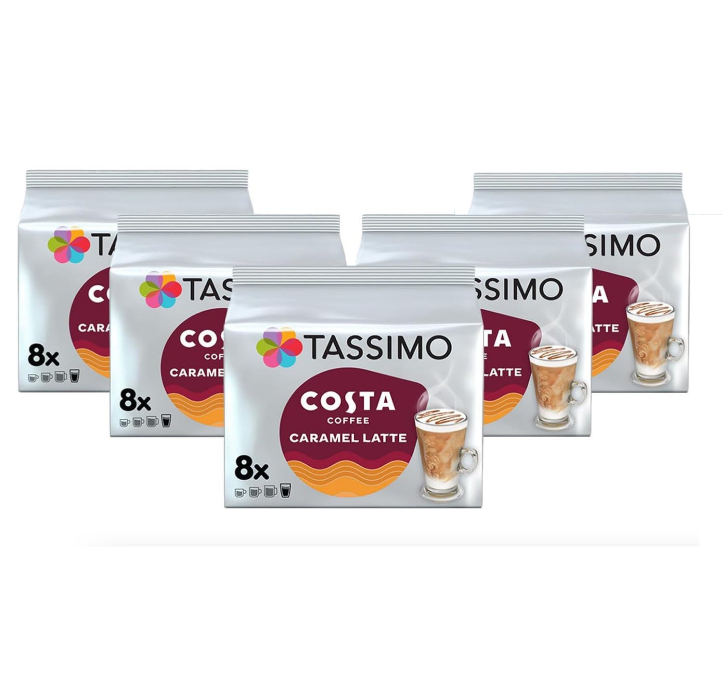Tassimo Costa Latte Coffee Pods (5 pack), 40 Drinks