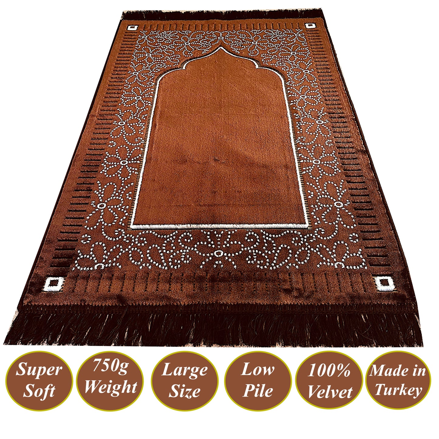New Mihrab Style Velvet Prayer Mat (750g)