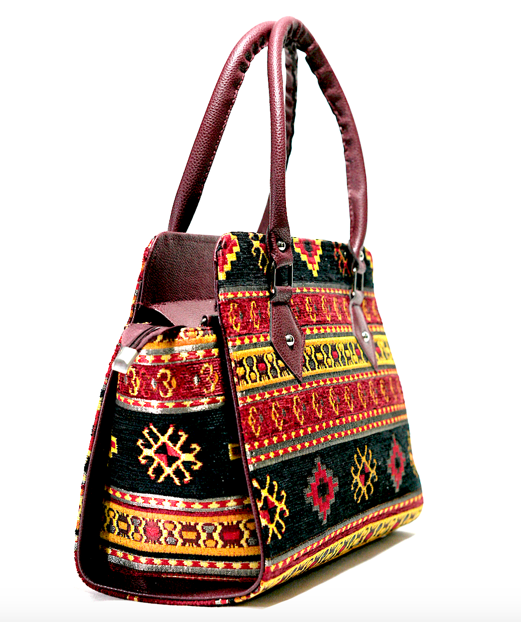 Kilim Fabric Traditional Design Eco- Friendly Handwoven Women's Top-Handle Bag