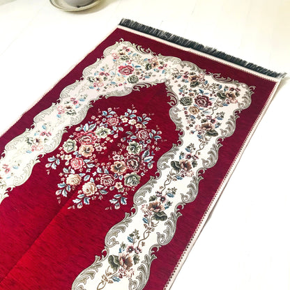 Chenille Floral Portable Prayer Rug