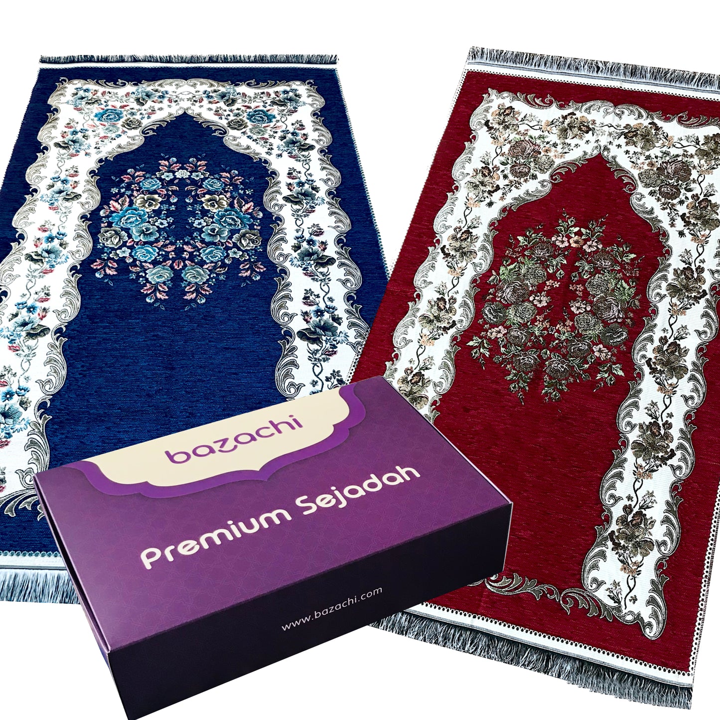 Chenille Fabric Couples Prayer Mats with Tasbih and Gift Packaging